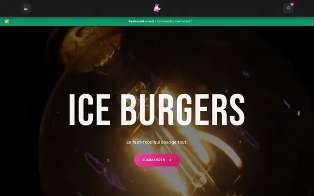 Site de commande en ligne de Ice Burger (Montbéliard) — version ordinateur